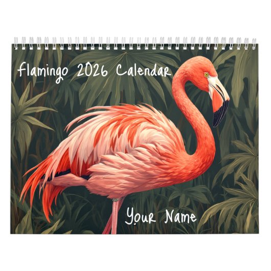 American Flamingo 2026,Personalized Name gift カレンダー (カバー)