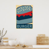 American food: Hamburger In Blue Art ポスター (キッチン)