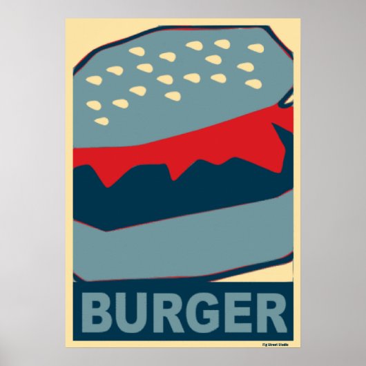 American food: Hamburger In Blue Art ポスター (正面)