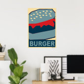 American food: Hamburger In Blue Art ポスター (ホームオフィス)