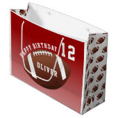 American Football Ball Pattern Kids  ラージペーパーバッグ (正面アングル)