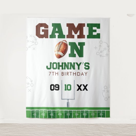 American Football Birthday Photo Backdrop タペストリー (正面)