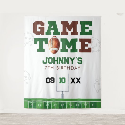 American Football Birthday Photo Backdrop タペストリー (正面)