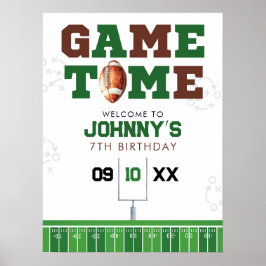 American Football Birthday Welcome Sign ポスター