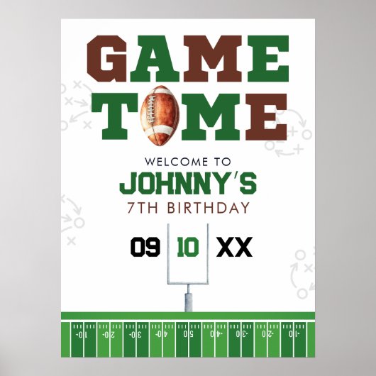 American Football Birthday Welcome Sign ポスター (正面)