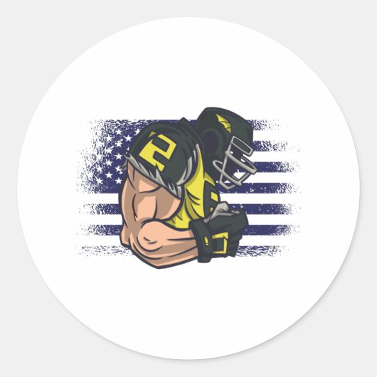 American Football Fan Jersey Shirt USA Flag ラウンドシール (正面)