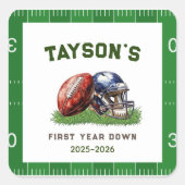 American Football First Year Down 1st Birthday スクエアシール (正面)