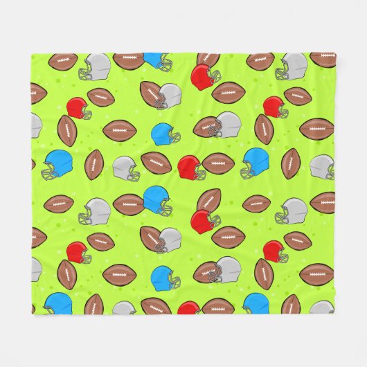American Football - Helmet & Ball Seamless Pattern フリースブランケット (正面(横))