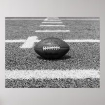 American Football on Field Black and White Sports