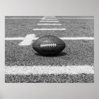 American Football on Field Black and White Sports ポスター