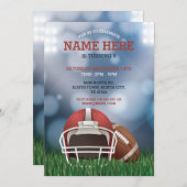 American Football Party Blue Birthday Invitation 招待状 (正面/裏面)