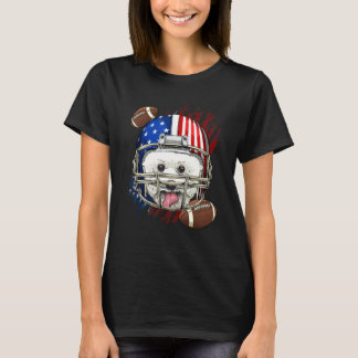American Football Player Bichon Frise Dog Face Pat Tシャツ