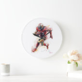 American Football Player Running with Ball Poster  ラージ壁時計 (ホーム)