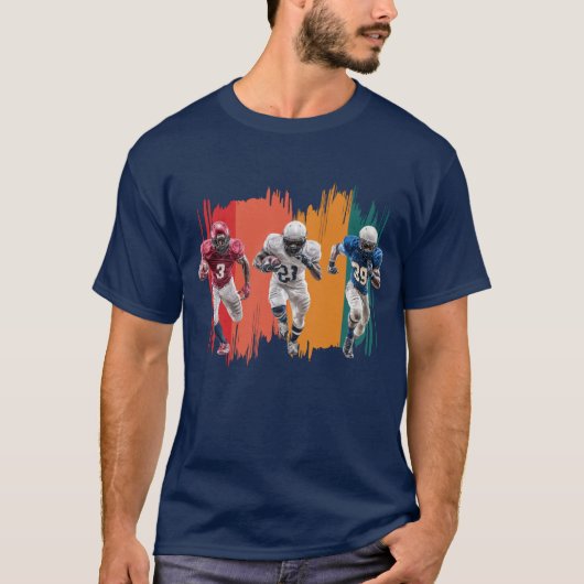 American Football Players Running Sports Design Tシャツ (正面)