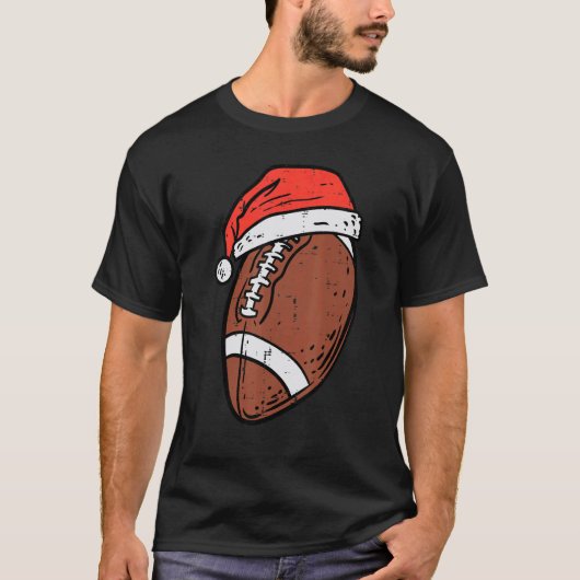 American Football Santa Hat Sports Christmas Xmas  Tシャツ (正面)
