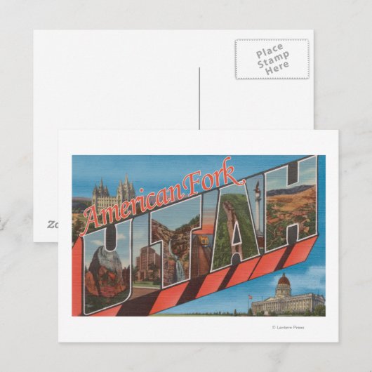 American Fork, Utah – 大文字場面 ポストカード (正面/裏面)