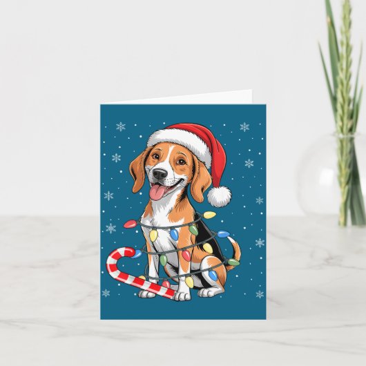 American Foxhound Dog Ugly Christmas Candy Cane Tr カード (正面)