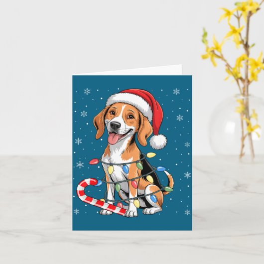 American Foxhound Dog Ugly Christmas Candy Cane Tr カード (黄色い花)