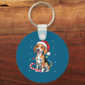American Foxhound Dog Ugly Christmas Candy Cane Tr キーホルダー (正面)