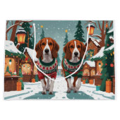 American Foxhound Dogs Christmas Snow Holiday ラージペーパーバッグ (正面)