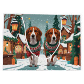American Foxhound Dogs Christmas Snow Holiday ラージペーパーバッグ (裏面)