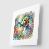 American Foxhound in Watercolor 200624AREF103 - Wa スクエア壁時計 (傾斜)
