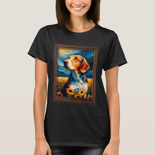 American Foxhound Painting Sunflower Flower Mom Wo Tシャツ (正面)