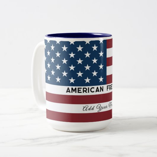 American Freedom Personalized Name ツートーンマグカップ (正面左)