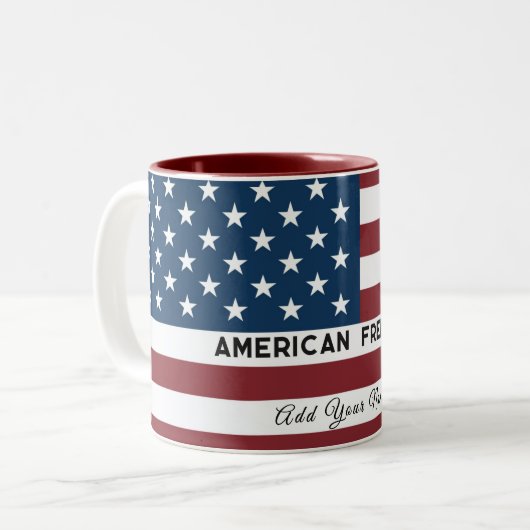 American Freedom Personalized Name ツートーンマグカップ (正面左)