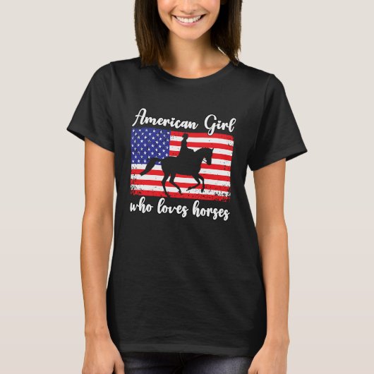 American Girl who loves eventing horses rider  7 Tシャツ (正面)