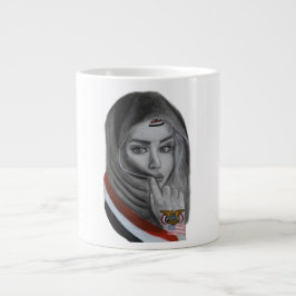 American Girl with Yemeni Roots – Yemen Flag ジャンボコーヒーマグカップ
