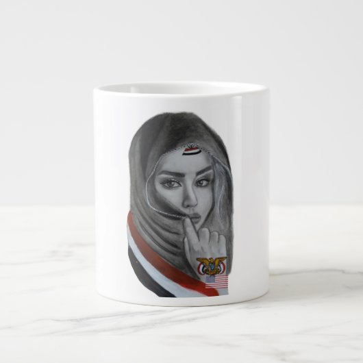 American Girl with Yemeni Roots – Yemen Flag ジャンボコーヒーマグカップ (正面)