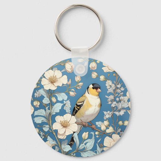 American Goldfinch William Morris Inspired キーホルダー (正面)