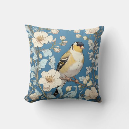 American Goldfinch William Morris Inspired クッション (正面)