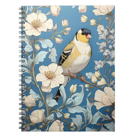 American Goldfinch William Morris Inspired ノートブック (正面)