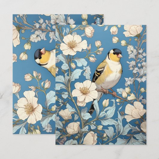 American Goldfinch William Morris Inspired ポストカード (正面/裏面)