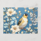 American Goldfinch William Morris Inspired ポストカード (裏面)
