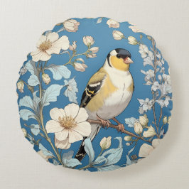 American Goldfinch William Morris Inspired ラウンドクッション