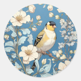 American Goldfinch William Morris Inspired ラウンドシール