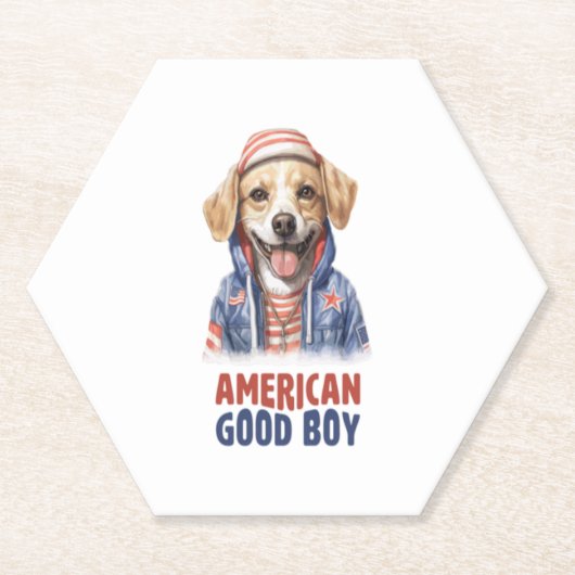 American GoodBoy Dog US Jacket Th July ペーパーコースター (正面)