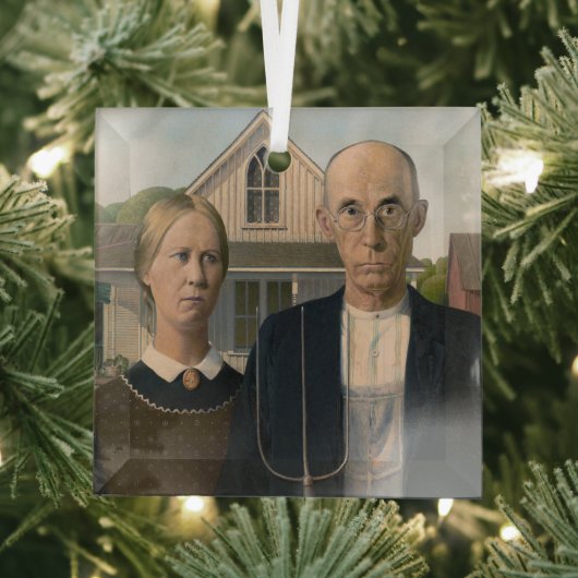 American Gothic：カントリーライフ貧しい農村農家 ガラスオーナメント (インサイチュ)