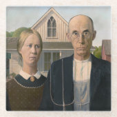 American Gothic：カントリーライフ貧しい農村農家 ガラスコースター (正面)