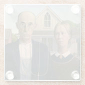 American Gothic：カントリーライフ貧しい農村農家 ガラスコースター (裏面)