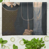 American Gothic：カントリーライフ貧しい農村農家 キッチンタオル (折り畳み)