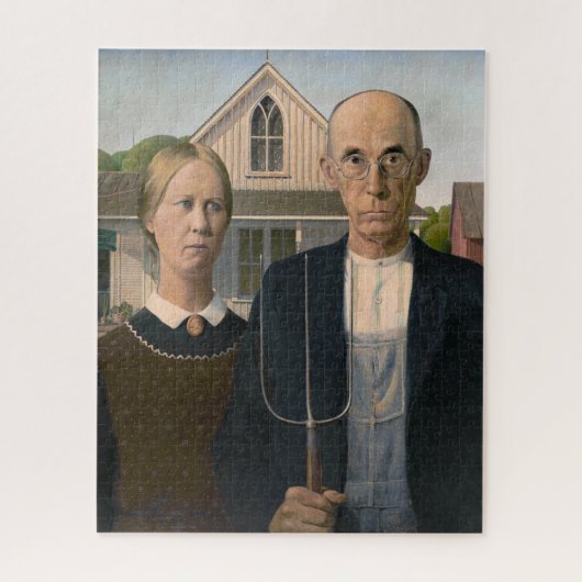 American Gothic：カントリーライフ貧しい農村農家 ジグソーパズル (縦)