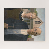 American Gothic：カントリーライフ貧しい農村農家 ジグソーパズル (横)