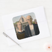 American Gothic：カントリーライフ貧しい農村農家 スクエアシール (封筒)