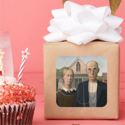 American Gothic：カントリーライフ貧しい農村農家 スクエアシール (パーティー)