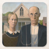 American Gothic：カントリーライフ貧しい農村農家 スクエアペーパーコースター (正面)