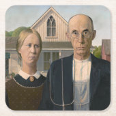 American Gothic：カントリーライフ貧しい農村農家 スクエアペーパーコースター (正面)